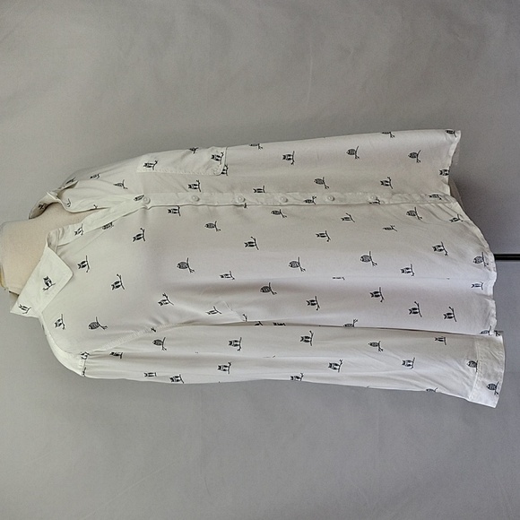 Beachlunchlounge Owl Print Button Down White/Navy Size 1X NWT - Picture 3 of 14